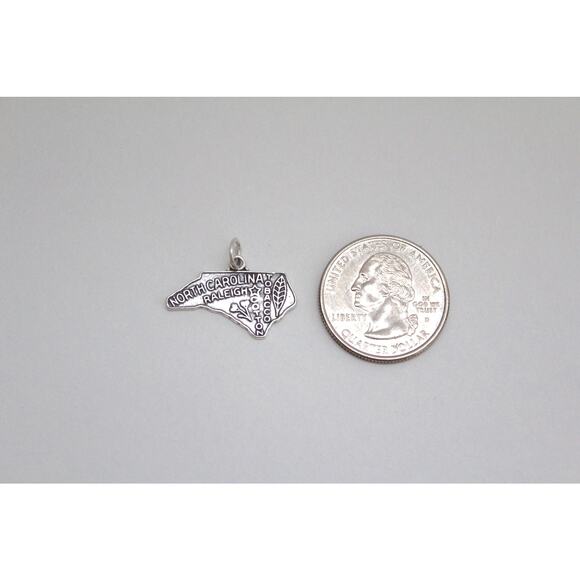 Sterling Silver North Carolina State Charm, State of North Carolina State Charm - Picture 3 of 4